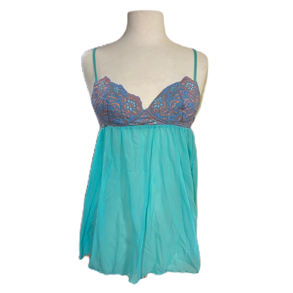 Cosabella Teal Slip with Purple Lace Bodice